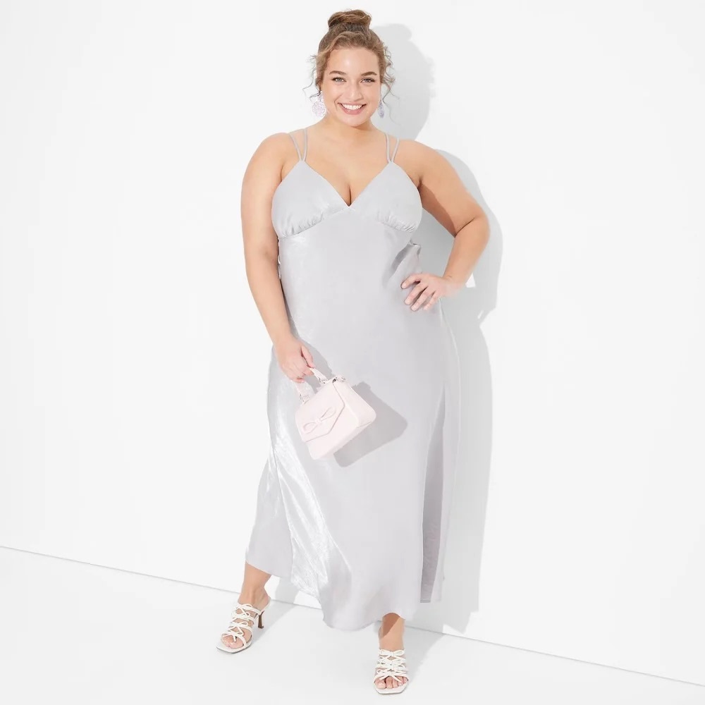 Wild Fable Silver Midi Slip Dress